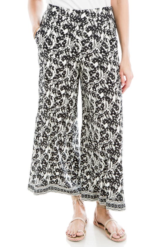 Max Studio Wide Leg Pull-on Crop Pants In Ivbkfrpl