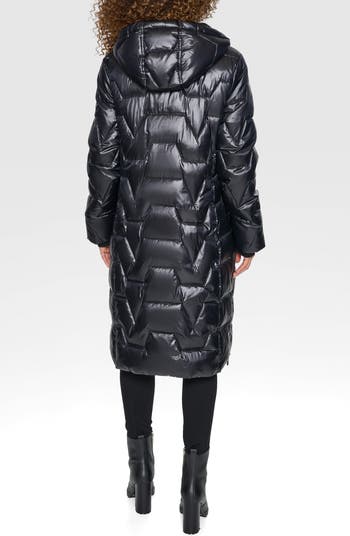 Zigzag Hooded Puffer Coat