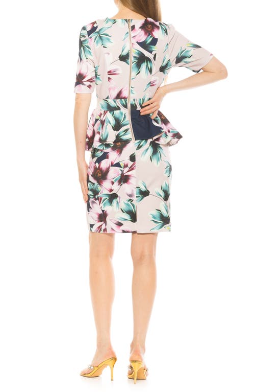 Alexia Admor Atlas V-neck Sheath Midi Dress In Beige Floral