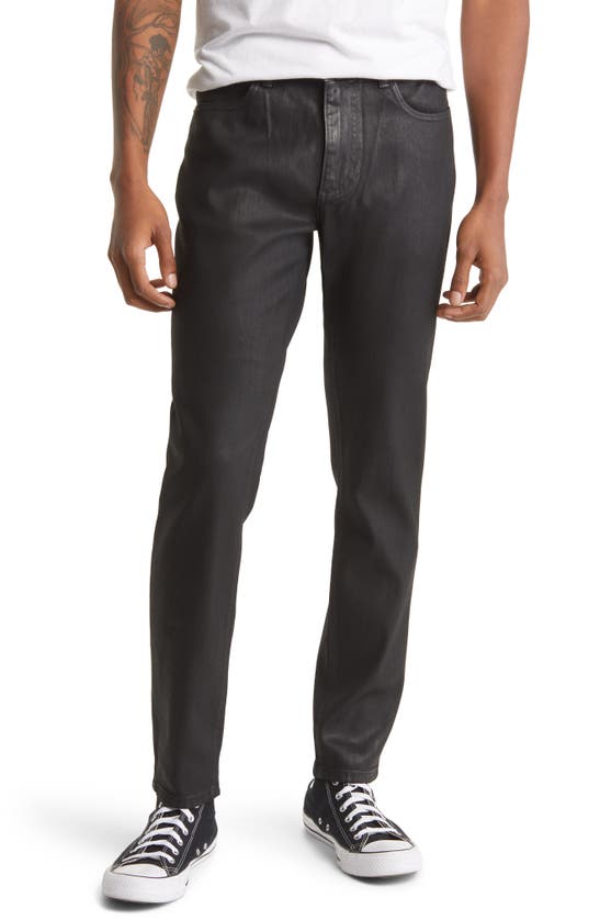 Dl1961 Theo Coated Relaxed Tapered Jeans In Black Coated Performance