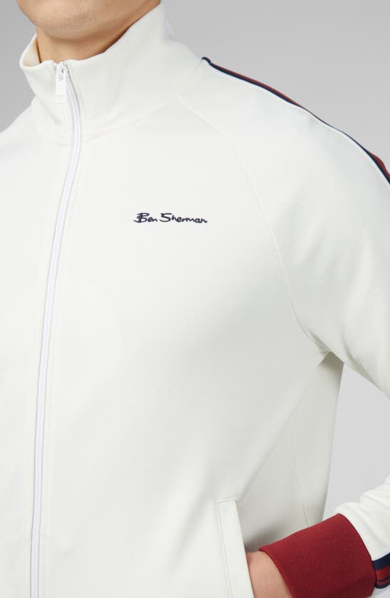 Shop Ben Sherman Taped Tricot Track Jacket In Ivory