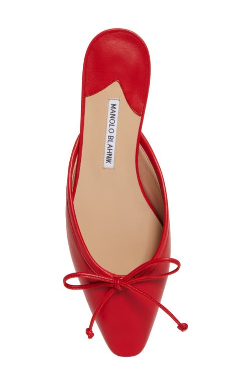 Shop Manolo Blahnik Ballerimu Square Toe Mule In Red