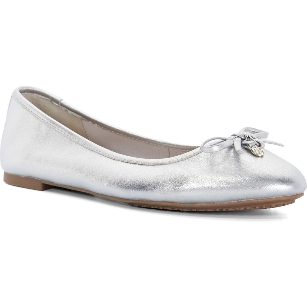 Dune London Hallow Flat In Silver