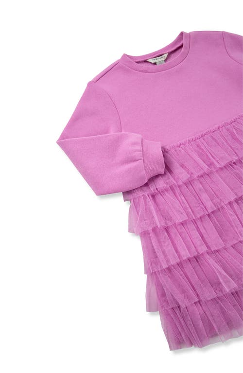 Shop Habitual Kids Kids' Ruffle Sweatshirt Dress In Purple