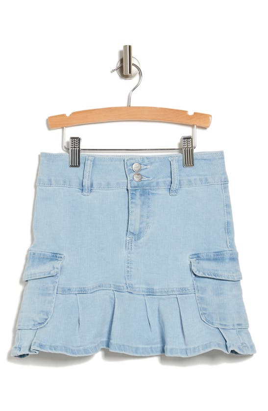 Ymi Kids' Pleated Denim Cargo Skirt In Blue