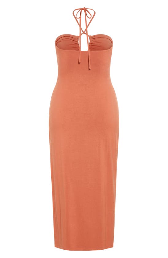 City Chic Miley Halter Midi Dress In Tan