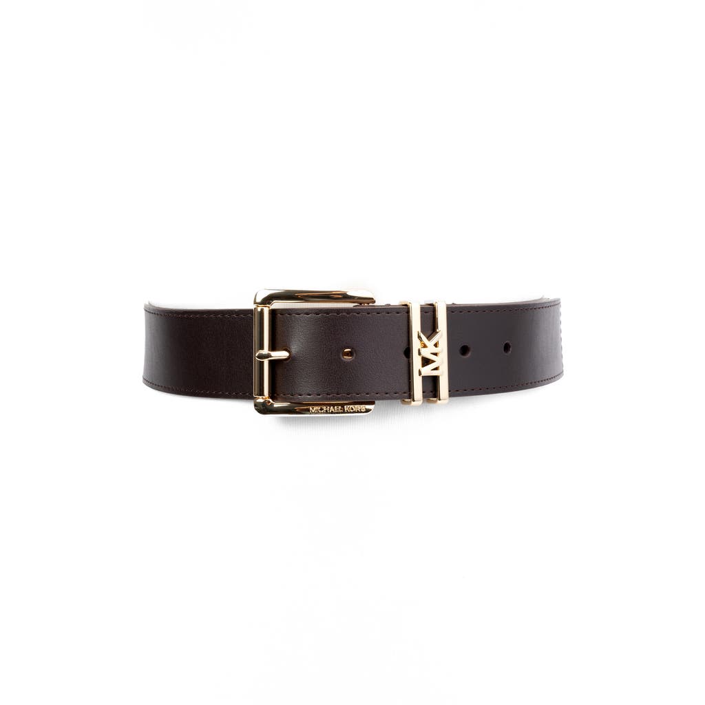 Michael Michael Kors Leather Belt In Chocolate