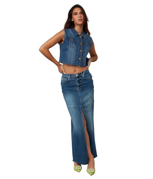 Lola Jeans Madlyn High Rise Maxi Skirt In Twilight