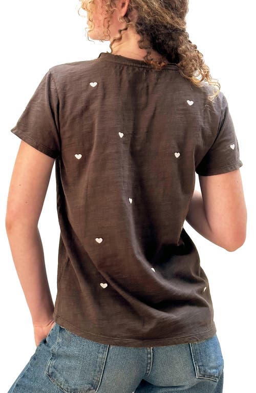 Shop Billy T Pink Hearts Embroidered T-shirt In Coffee