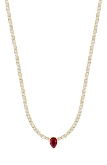 Shop Chloe & Madison Chloe And Madison 14k Gold Plated Sterling Silver & Cz Tennis Choker Necklace In Yellow Gold/red