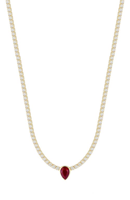 Shop Chloe & Madison Chloe And Madison 14k Gold Plated Sterling Silver & Cz Tennis Choker Necklace In Yellow Gold/red
