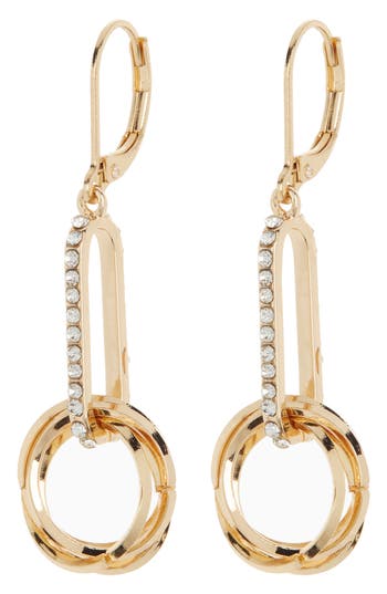 Shop Anne Klein Caramel Circle Link Drop Earrings In Gold/cry