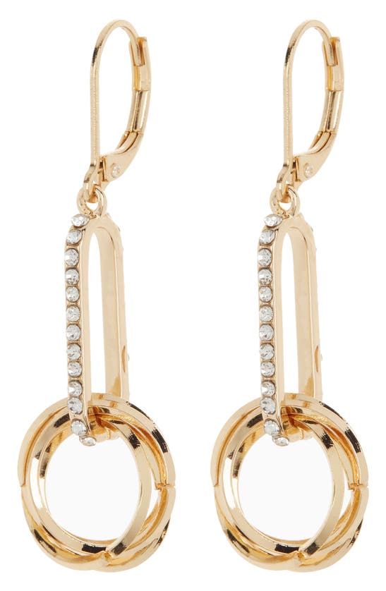 Anne Klein Caramel Circle Link Drop Earrings In Gold/ Cry