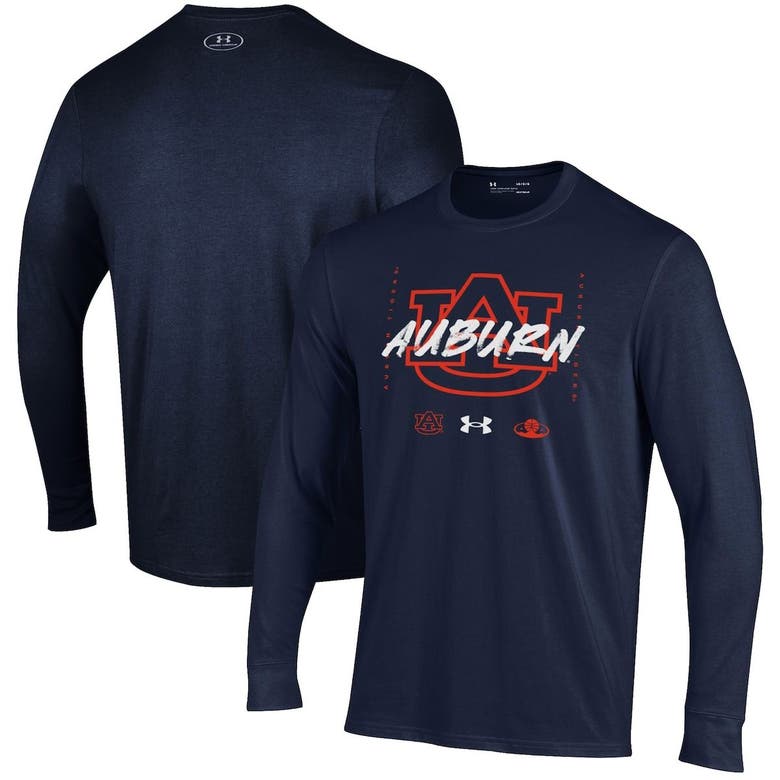 Under Armour Kids' Youth   Navy Auburn Tigers 2023 On Court Bench Unity Long Sleeve T-shirt