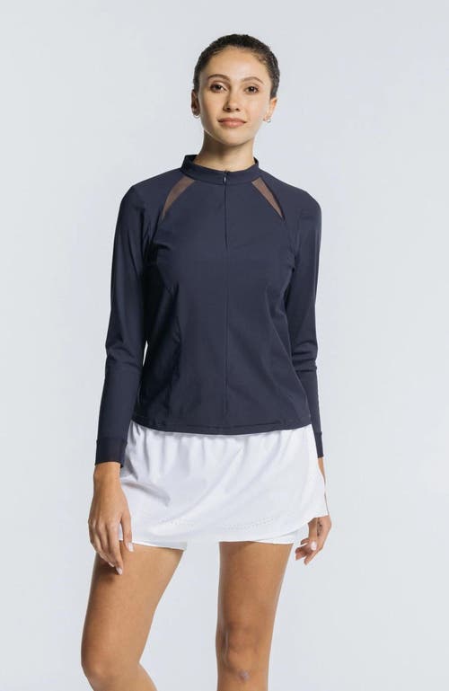 Avi Pickleball Volley Zip Long Sleeve In Sapphire Blue