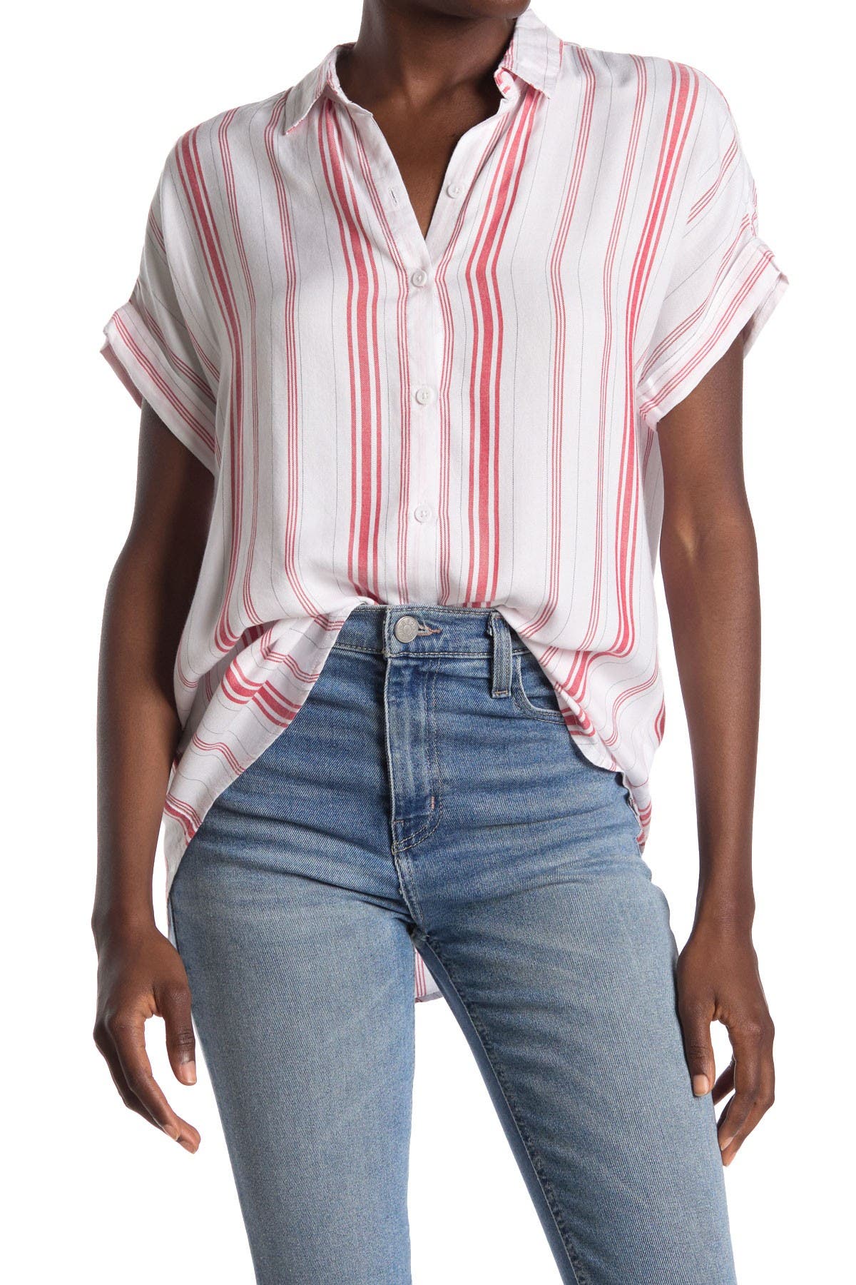Beachlunchlounge Spencer Striped Short Sleeve Camp Shirt In Open White17