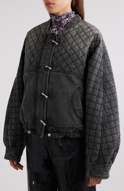 Shop Isabel Marant Celiany Oversize Quilted Denim Bomber Jacket In Dark Grey