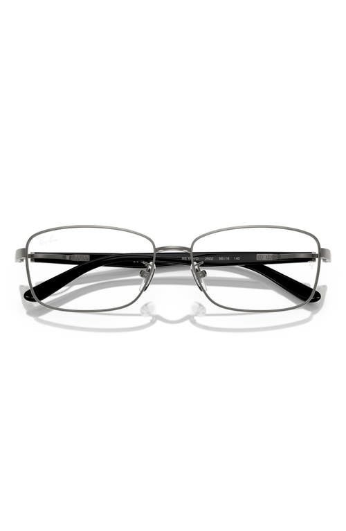 Ray Ban Ray-ban 56mm Rectangular Pillow Optical Glasses In Gunmetal