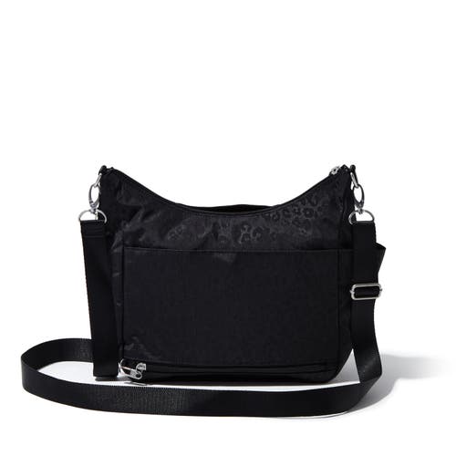 Baggallini Modern Everywhere Hobo Crossbody Bag With Wristlet In Black Cheetah Emboss