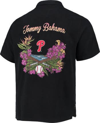 Tommy Bahama Men's Tommy Bahama Black Philadelphia Phillies Baseball Bay  Button-Up Shirt