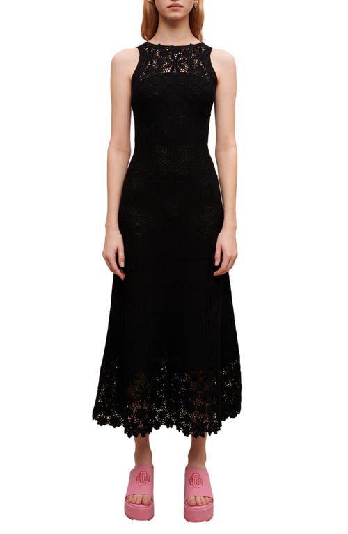 maje Rebellina Crochet Detail Sleeveless Dress Black at Nordstrom, Us