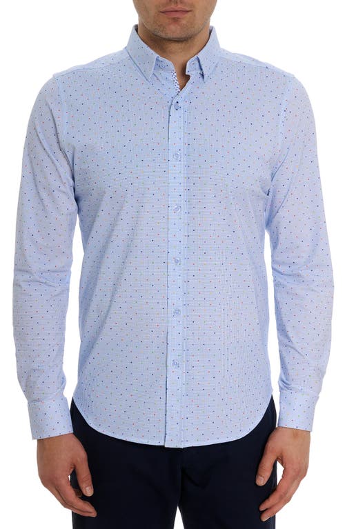 Robert Graham Ren Knit Button-Up Shirt Blue Multi at Nordstrom,