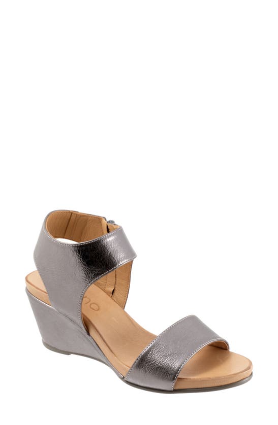 Shop Bueno Ida Ankle Strap Wedge Sandal In Pewter Metallic