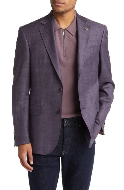 Ted Baker London Jay Slim Fit Windowpane Plaid Wool Sport Coat in Purple