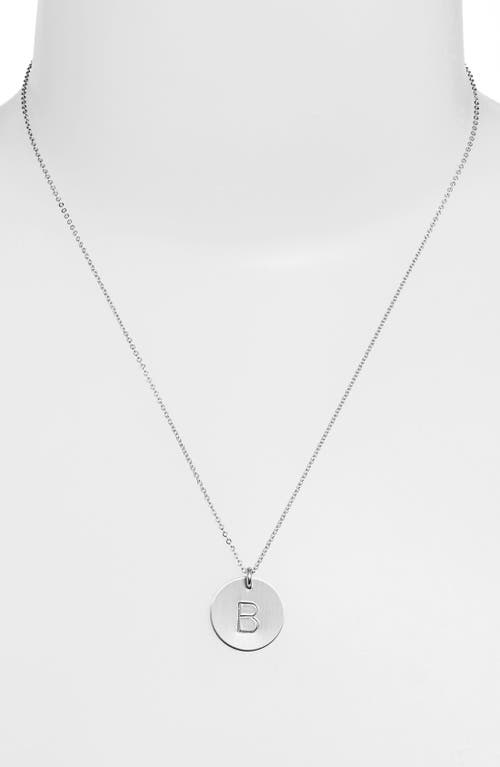 Nashelle Sterling Silver Initial Disc Necklace in Sterling Silver B at Nordstrom