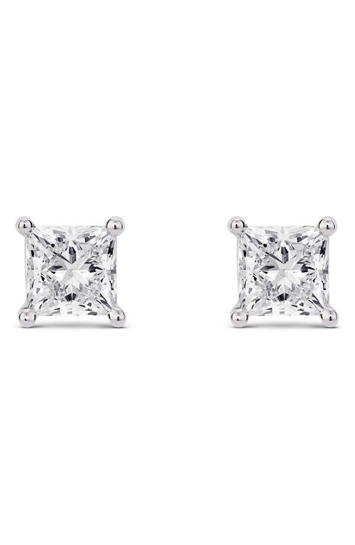 2-Carat Princess Cut Lab Grown Diamond Stud Earrings in White/14K White Gold