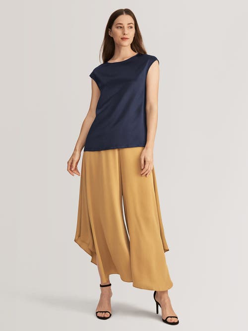 Lilysilk Basic Cap Sleeves Silk Tee In Navy Blue
