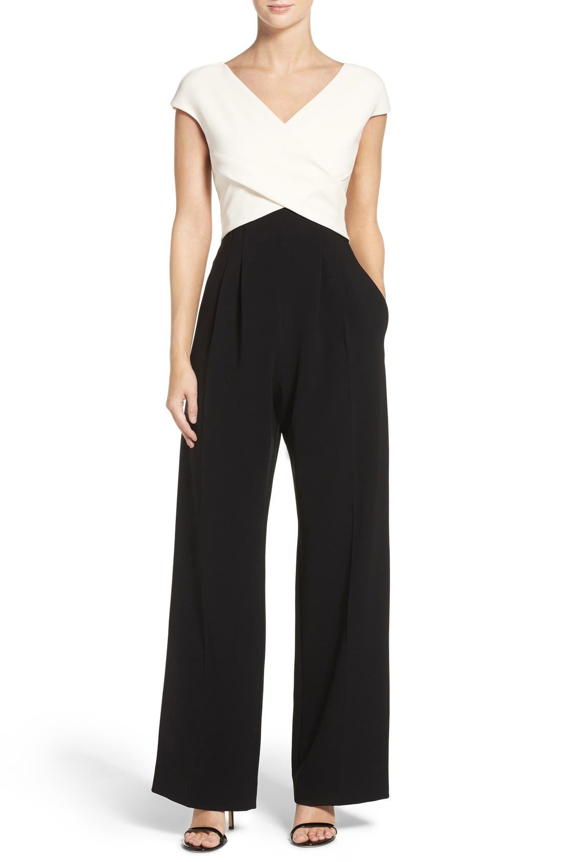 cap sleeve wide leg jumpsuit eliza j