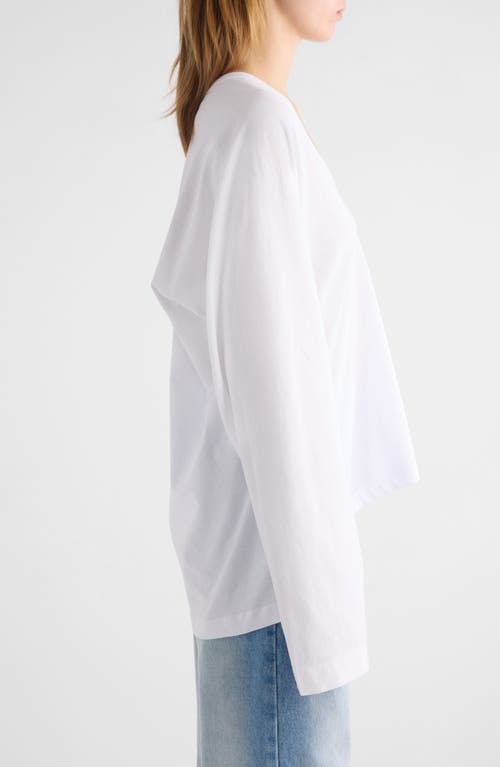 Shop Dries Van Noten Hena V-neck Long Sleeve Cotton T-shirt In White