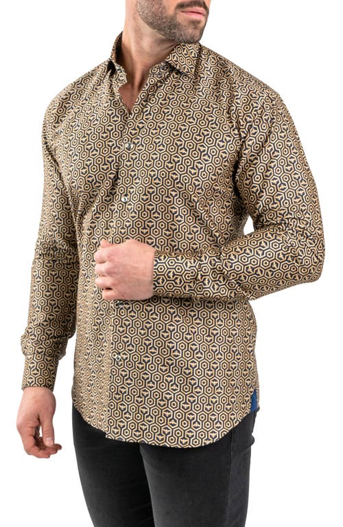 Maceoo Fibonacci Honeycomb Black Contemporary Fit Button-up Shirt In Black