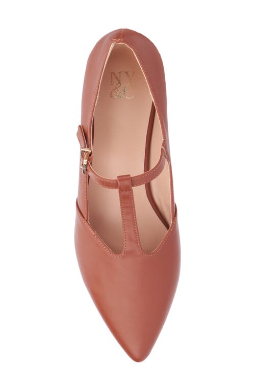 New York And Company Vlada T-strap Flat In Cognac