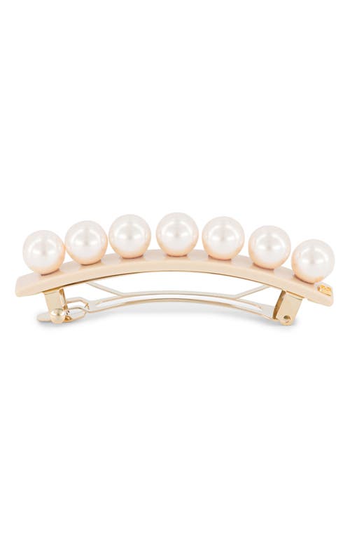 Alexandre De Paris Imitation Pearl Barrette In Beige