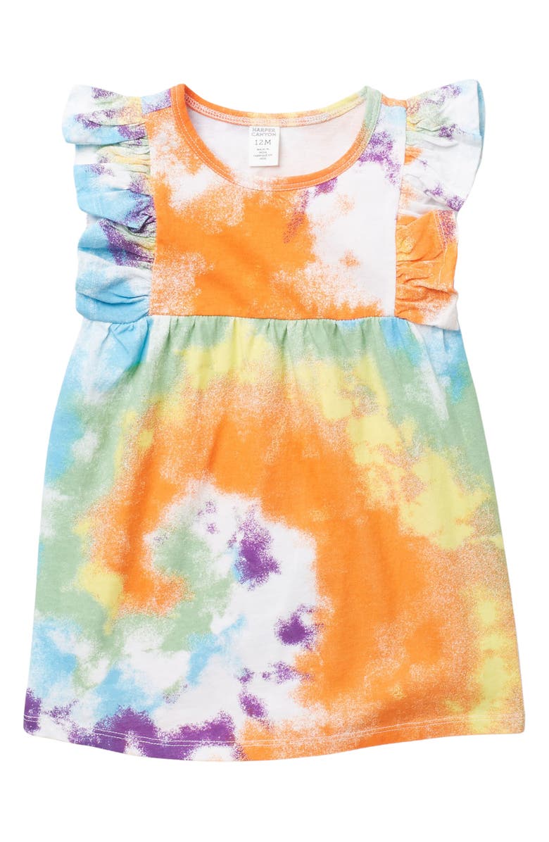 HARPER CANYON Sunny Ruffle Dress, Main, color, WHITE TIE DYE