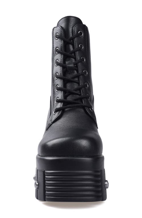 Zigi Nefeli Wedge Combat Boot In Black Leather