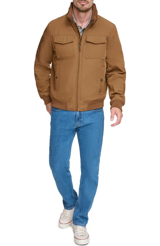 Dockers Quilted Lined Flight Bomber Jacket In Brown