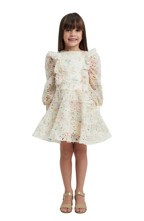 Bardot Junior Kids' Miley Ruffle Long Sleeve Eyelet Party Dress Garden Floral at Nordstrom, Us