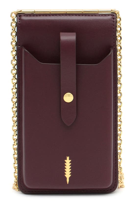 Thacker Nora Phone Leather Crossbody Bag In Dark Cherry