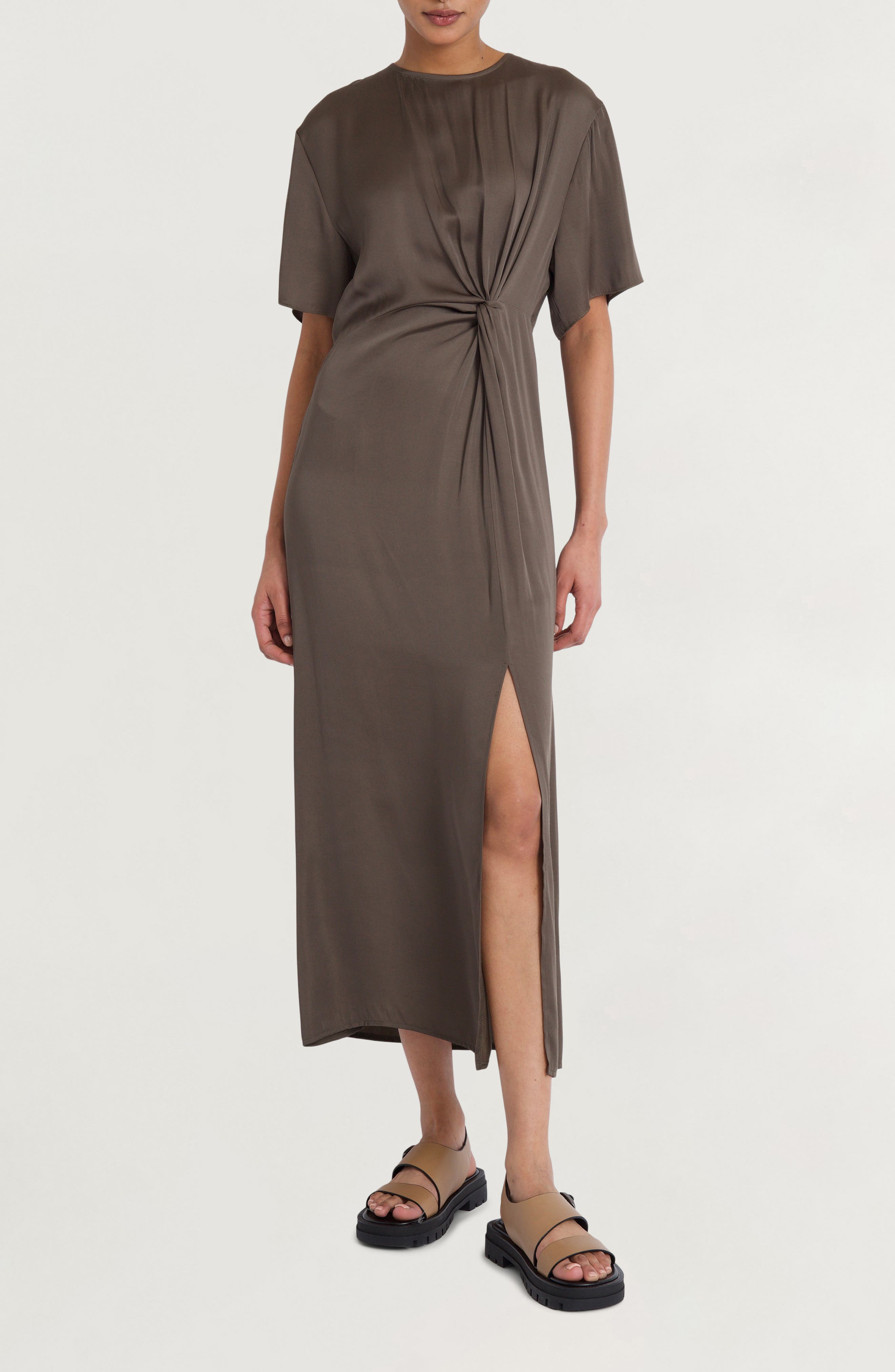 Luxely Knot Waist Satin Maxi Dress | Nordstrom