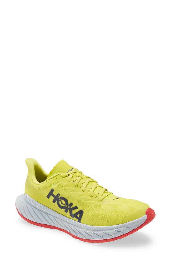 Hoka One One Carbon X 2 Running Shoe In Evening Primrose / Fiesta