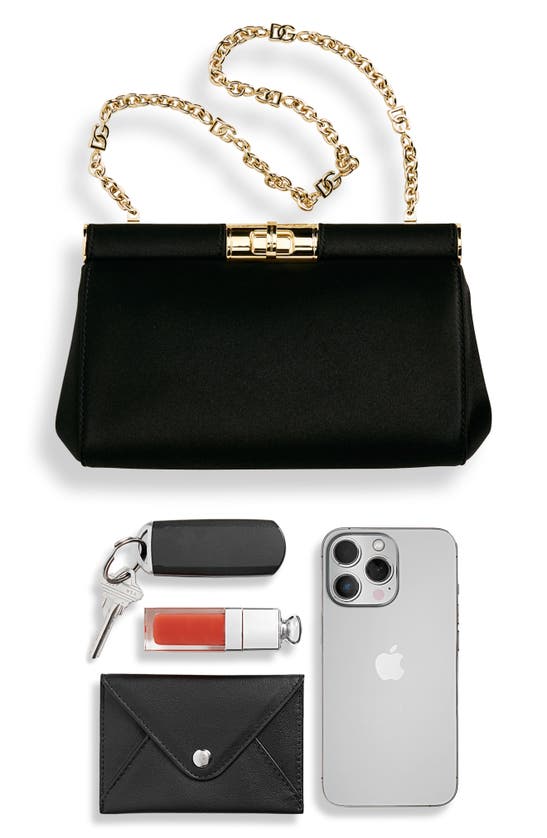 Shop Dolce & Gabbana Small Marlene Satin Shoulder Bag In Black