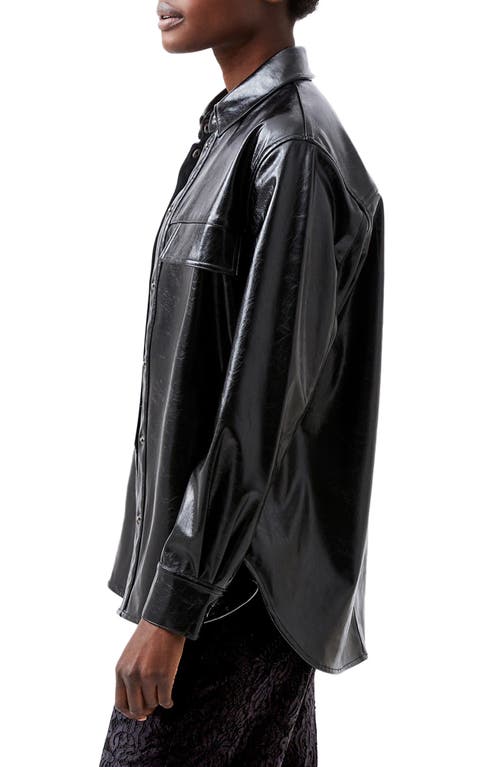 Shop French Connection Emmett Faux Leather Shacket In Blackout