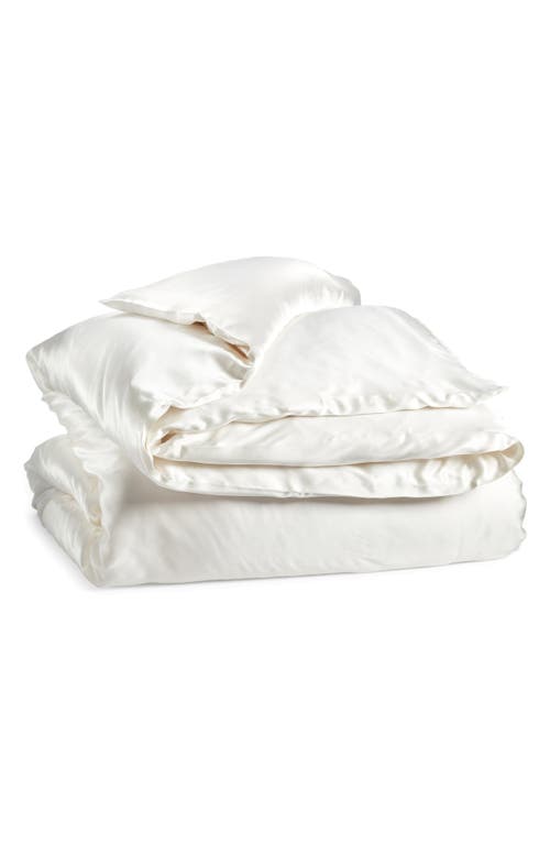 Lunya Washable Silk Duvet Cover in Tranquil White at Nordstrom, Size Queen