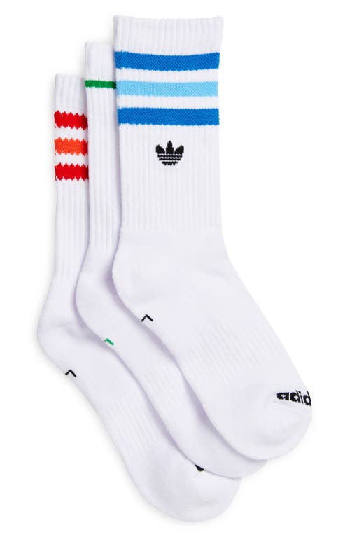 Shop Adidas Originals Adidas Kids' Originals Assorted 3-pack Crew Socks In White/scarlet/bluebird