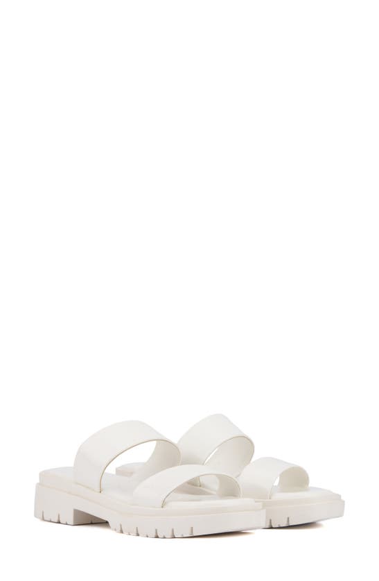 Olivia Miller Tempting Platform Slide Sandal In White