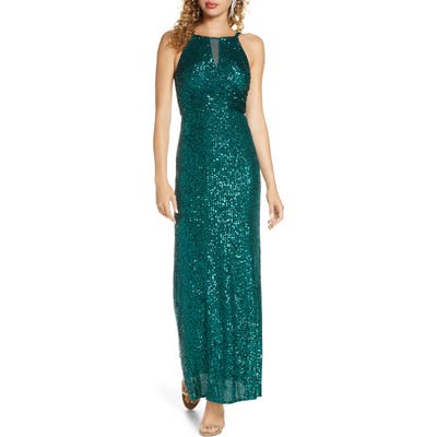 Morgan & Co. Sequin Column Gown, Green