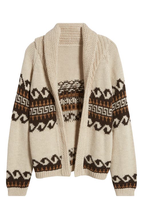 Shop The Great . The Greek Key Lodge Jacquard Alpaca & Wool Blend Cardigan In Cream With Driftwood